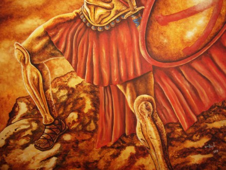 Spártai hoplita / Spartan hoplita Olajfestmény, kasírozott festővászon. Festő: Angyalos László Ára: 80.000 HUF A kép vásárlás előtt megtekinthető! lastangelheart@gmail.com