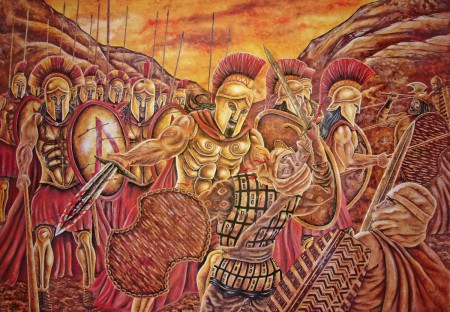 300 spartans / 300 spártai Olajfestmény, kasírozott festővászon. Festő: Angyalos Ára: 160.000 HUF A kép vásárlás előtt megtekinthető! lastangelheart@gmail.com